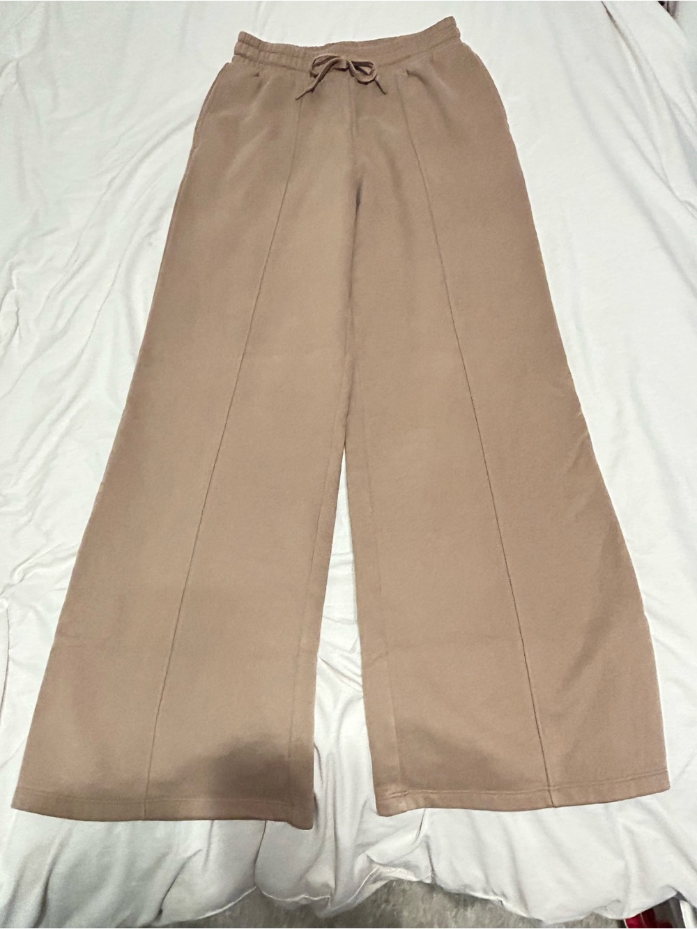 Beyond Yoga Taupe Wide-Leg Drawstring Pants
